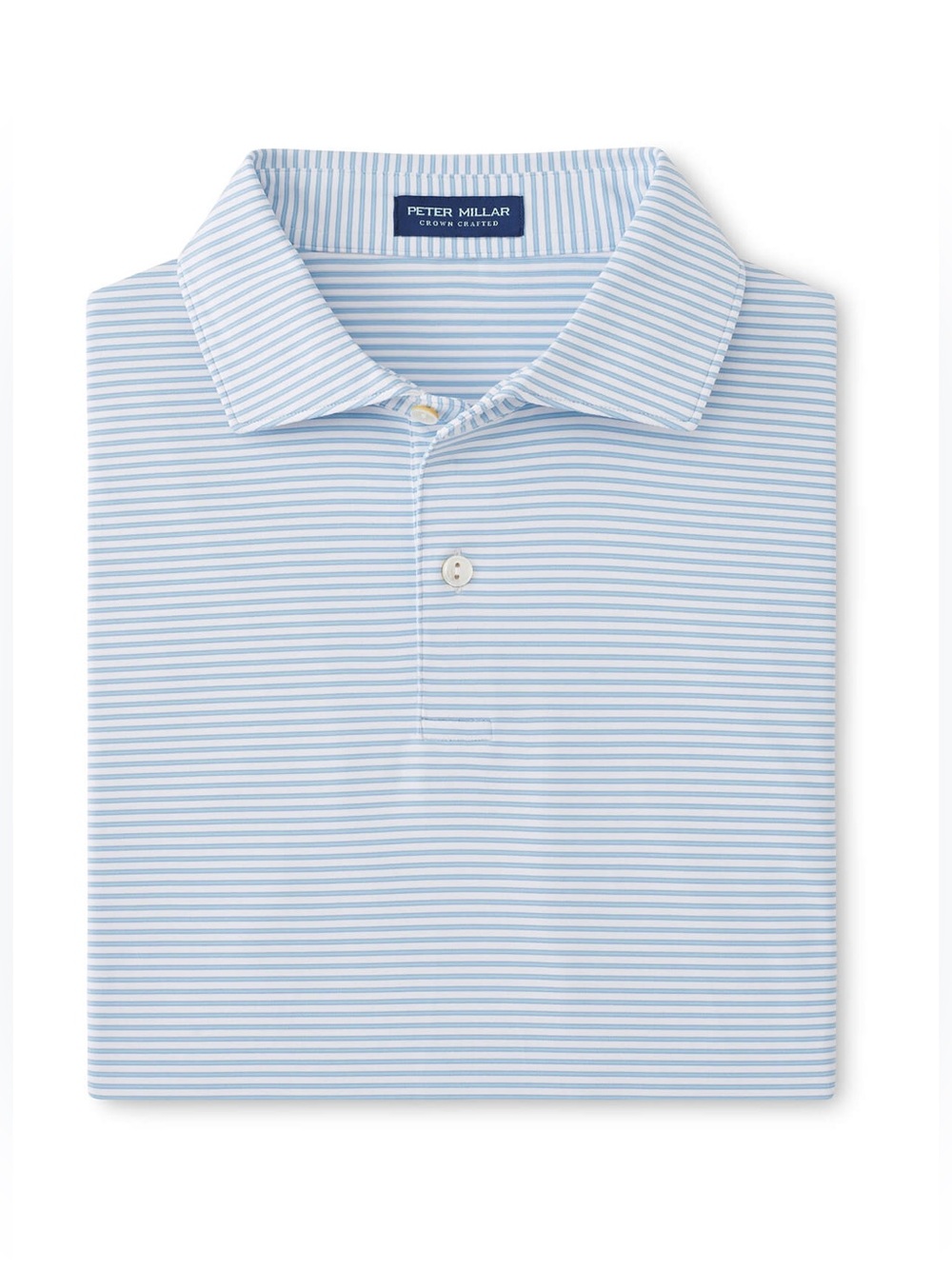 Peter Millar Ambrose Performance Jersey Polo White/Blue Frost Size Large NWT